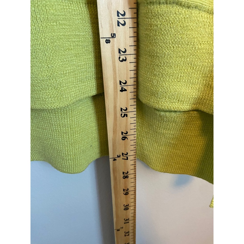 Eileen Fisher Merino Wool V-Neck Sweater Chartreuse Green Boxy High-Low Large - Picture 4 of 6